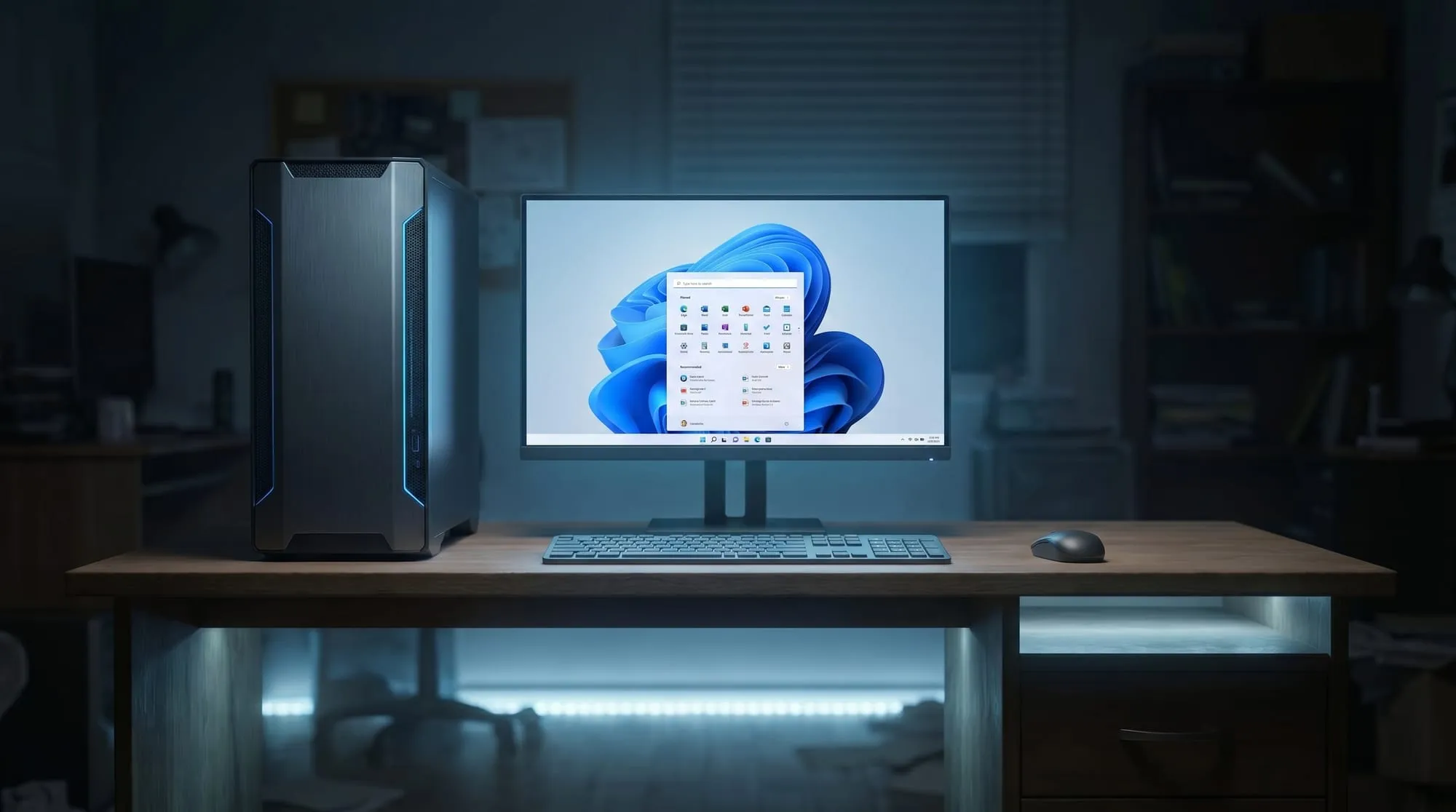 Strakke moderne desktop met een snel Windows-bureaublad na een PC2Fix-upgrade